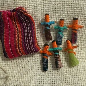 Authentic Dolls of the Penas (sorrow) of Guatemala in small fabric pouch